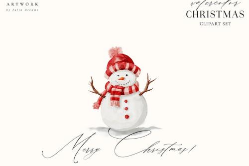 Watercolor Christmas Clipart Holidays Deer Snowman