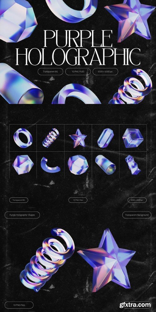 Creativemarket - 3D Purple Holographic Shapes