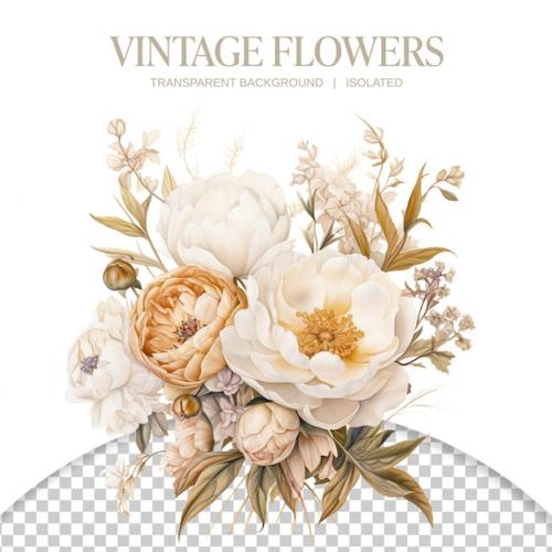 Vintage Flowers Bouquet Illustration