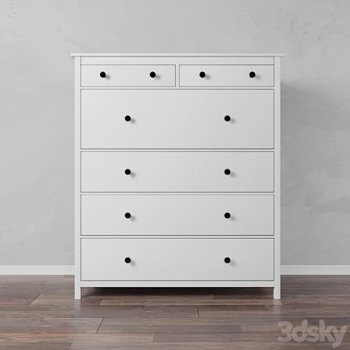 Chest of 6 drawers, white stain. HEMNES IKEA HEMNES