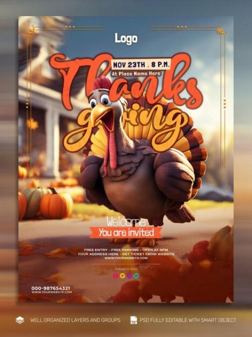 Psd Template Flyer Thanksgiving And The Harvest Feast Social Media Post