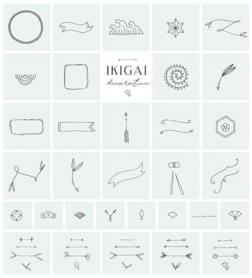 Ikigai Collection Japanese Illustrations Patterns