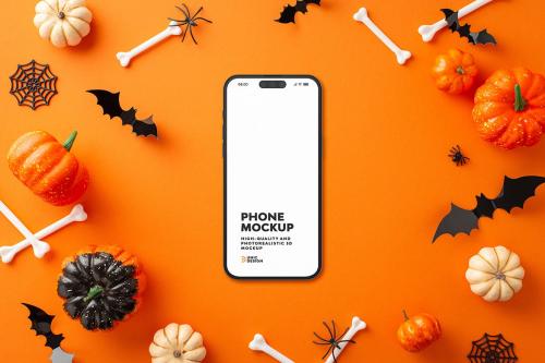 Halloween Concept Flat Lay Phone Mockup