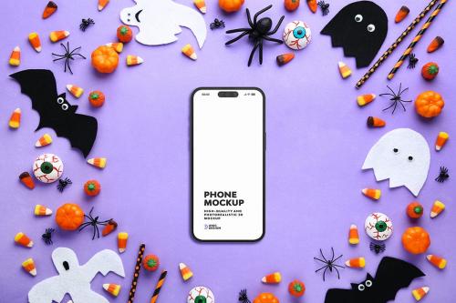 Halloween Concept Flat Lay Phone Mockup