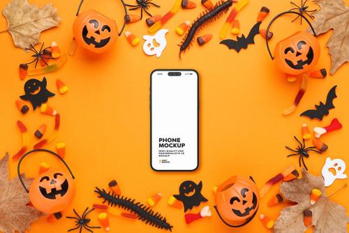 Halloween Concept Flat Lay Phone Mockup