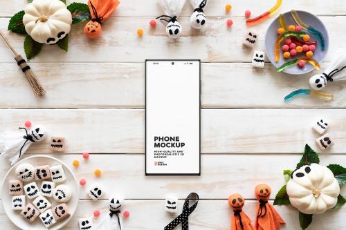 Halloween Concept Flat Lay Phone Mockup