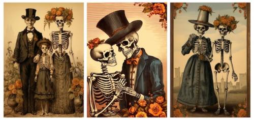 Vintage Halloween Cards Ephemera Victorian Halloween Skeletons And Scenes Junk Journal