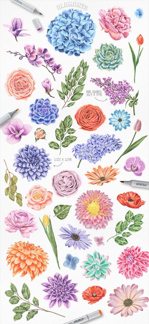 Flower Power Marker Illustrations Flowers Floral