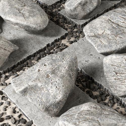 Slab tile gravel monument n1 / Square with stones monument