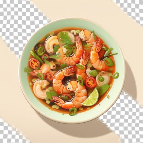 A Bowl Of Shrimp And Vegetables With A Picture Of A Shrimp.