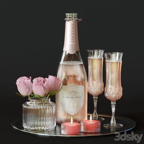 Champagne with roses