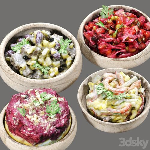 set of vegetable salads