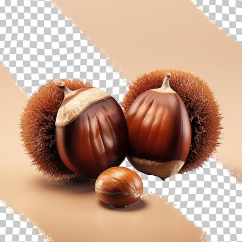 Two Chestnuts With One Being Peeled And One Has The Word 