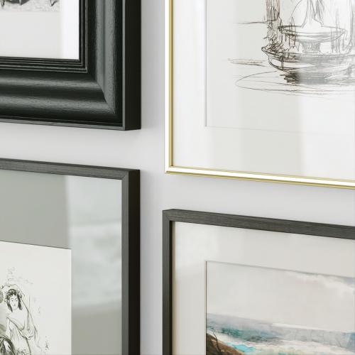 A set of paintings in classical frames