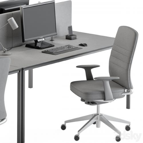 employee Desk Gray Set - Office Furniture 237