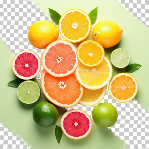 Citrus Fruits Against Transparent Background