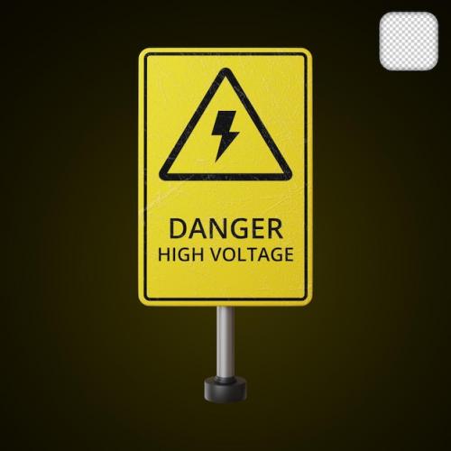 Danger High Voltage Safety Equipment 3d Illustration
