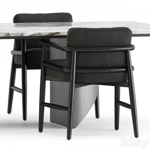 Teresina chair by Meridiani and Wedge Table by Minotti