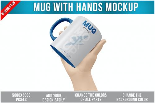 Mug with Hand Mockup