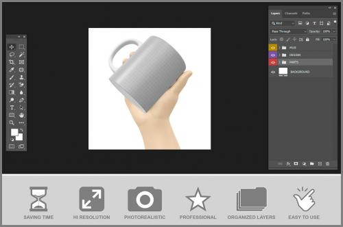 Mug with Hand Mockup