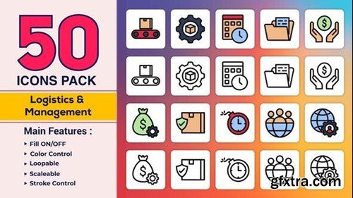 Videohive Dual Icons Pack - Management & Logistics Icons 50037523