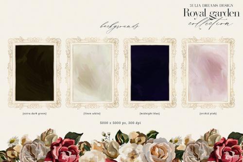 Royal Garden Oil Pastel Flowers Gold Frames