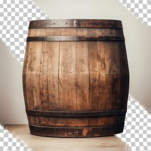 Old Weathered Barrel Standing Upright On A Transparent Background