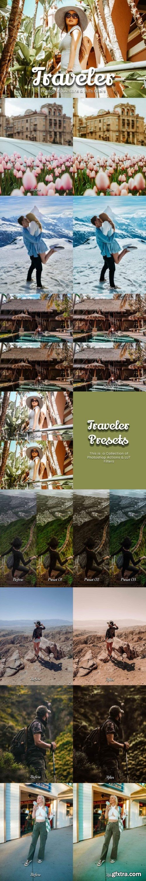 35 Traveler Photoshop Actions Video LUT