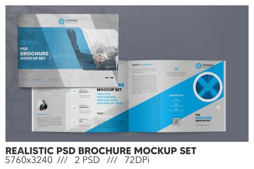 Realistic PSD Brochure Mockup Set