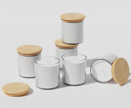 Candles with Wooden Lid Mockup