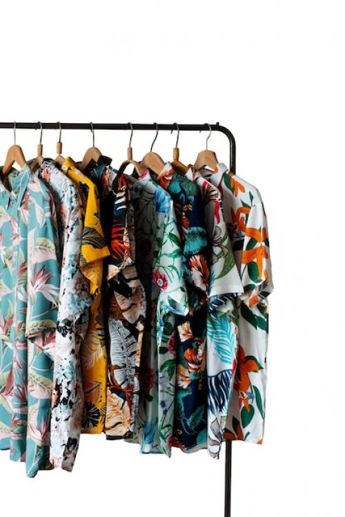 View Of Hawaiian Shirt With Clothing Rack