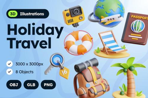 3D Holiday Travel Illustrations