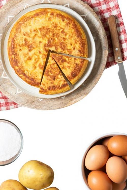 View Of Spanish Tradition Omelette With Eggs And Potatoes