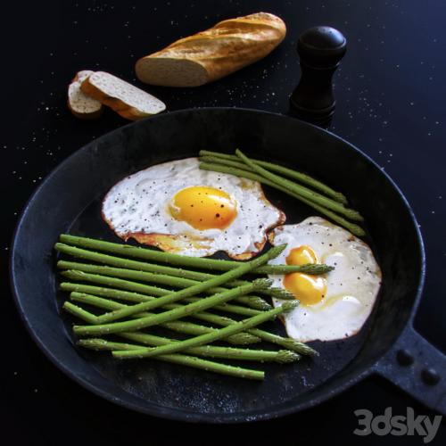 Scrambled eggs with asparagus