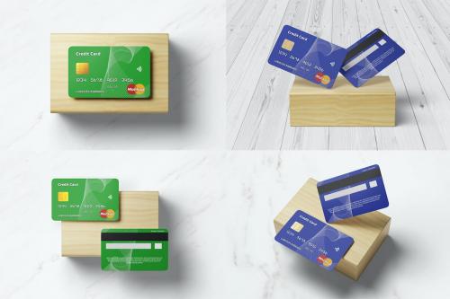 Credit Card on Wood - Mockup