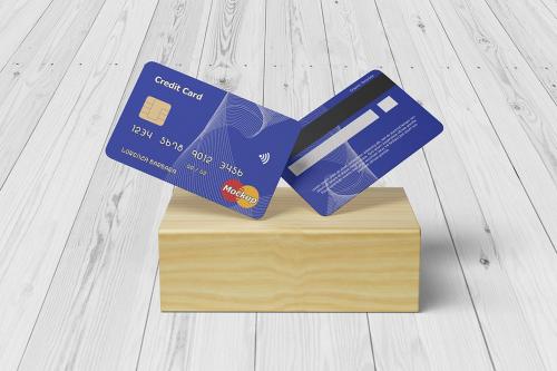 Credit Card on Wood - Mockup