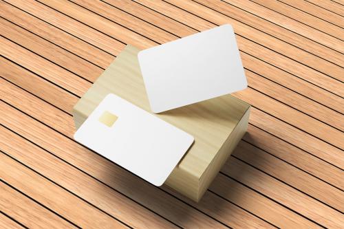 Credit Card on Wood - Mockup