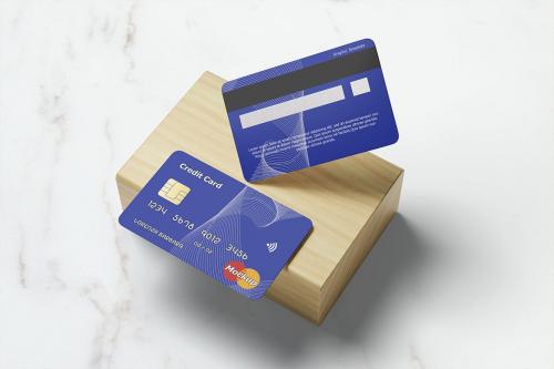 Credit Card on Wood - Mockup