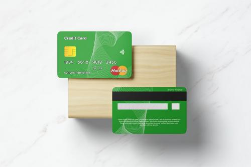 Credit Card on Wood - Mockup