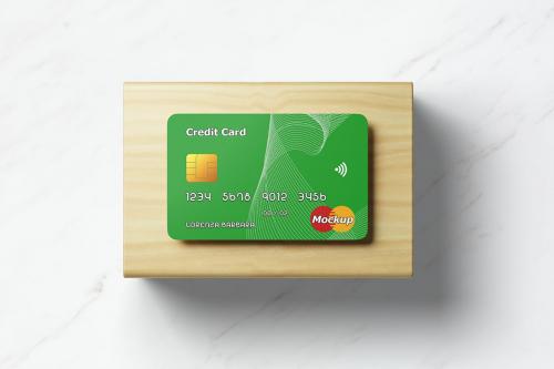 Credit Card on Wood - Mockup