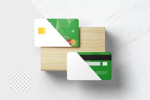 Credit Card on Wood - Mockup