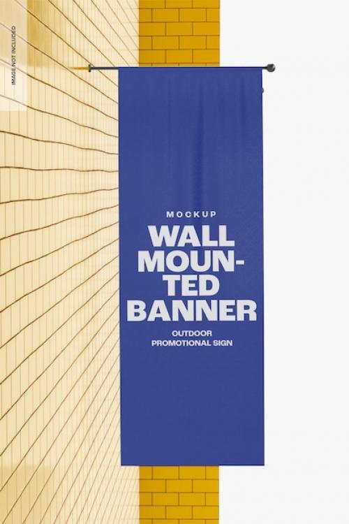 Wall Mounted Banner Mockup, Front View