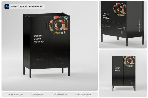 Cabinet Metal Cupboard Stand Mockup