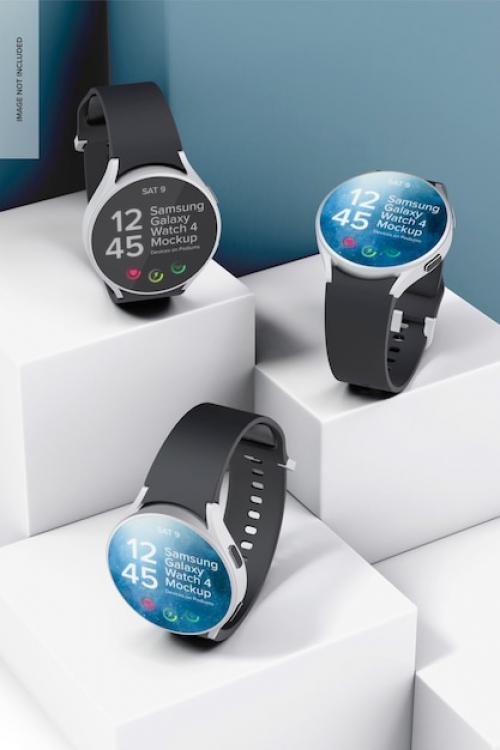 Samsung Galaxy Watch4 44mm Set With Podium Mockup