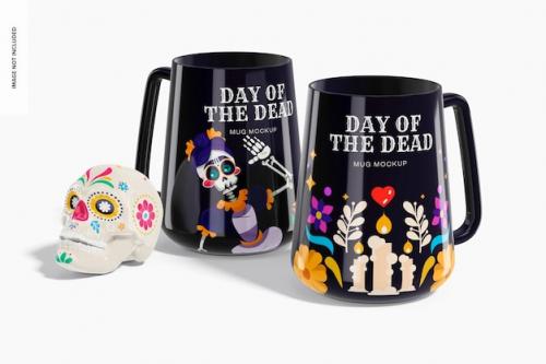 Day Of The Dead Mugs Mockup