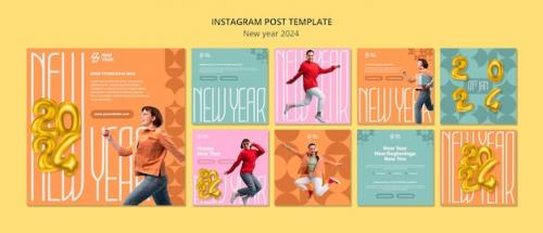 Flat Design New Year 2024 Instagram Posts