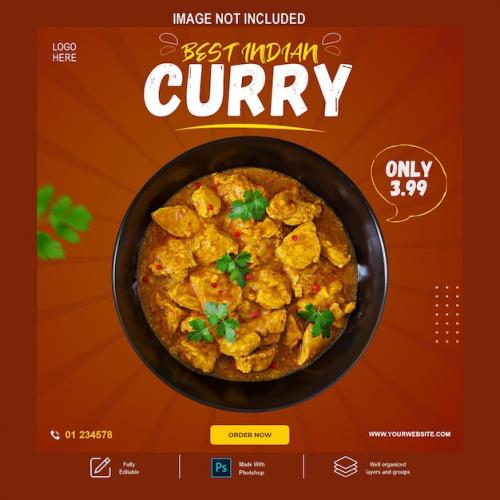 Psd Chicken Curry Delicious Dish Template For Instagram And Social Media