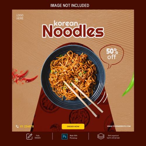 Psd Noodles Template For Social Media And Instagram