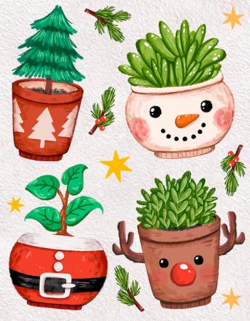 Christmas Garden Flowerpot Pot Decoration