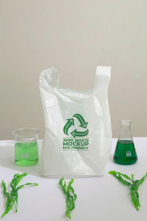 Seaweed Near Plastic Bag Mockup